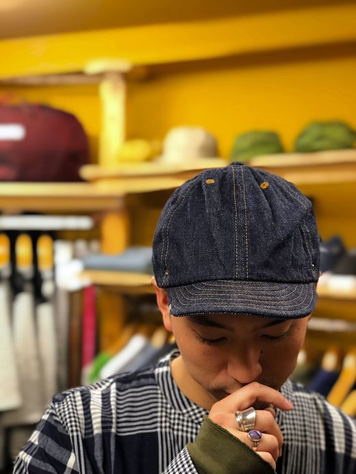 ANACHRONORM ANDC-043 / DENIM BALL CAP / INDIGO×GOLD ST.