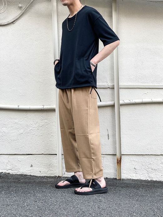 AXESQUIN-modified- 321019 / DRAW STRING TEE / BLACK