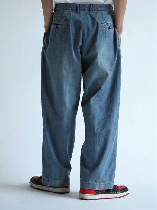 ANACHRONORM AN108-W1 / DENIM TUCK WIDE TROUSERS / Lt.INDIGO