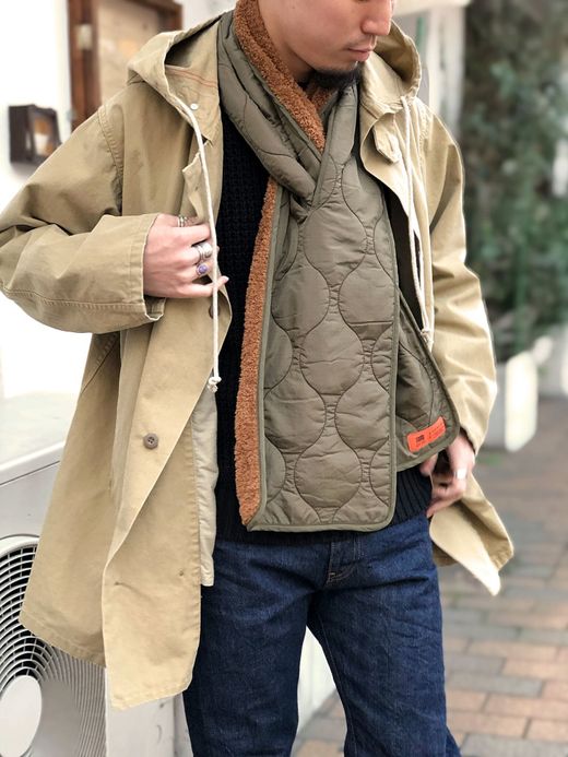  18FW-MP007 / MILキルトマフラー / オリーブ