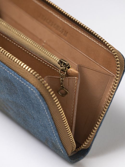 ANACHRONORM ANBB036 / DAMAGED DENIM LONG WALLET / INDIGO×NATURAL