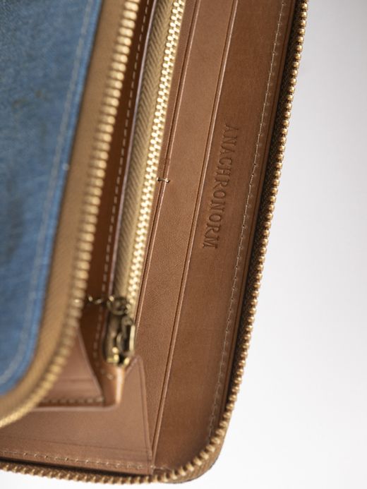 ANACHRONORM ANBB036 / DAMAGED DENIM LONG WALLET / INDIGO×NATURAL