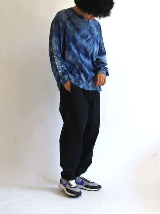 ANACHRONORM AN111-STCL / STENCIL BLEACHING TIE DYE L/S T-S / Dk.INDIGO