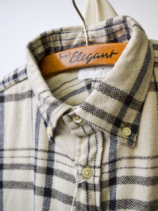 Spinner Bait 301HC / ヘリンボンチェック起毛エイタシャツ / オフホワイト