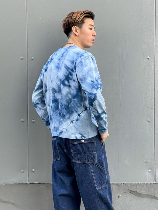 ANACHRONORM AN111 / BLEACHING TIE DYE L/S T-S / Lt.INDIGO