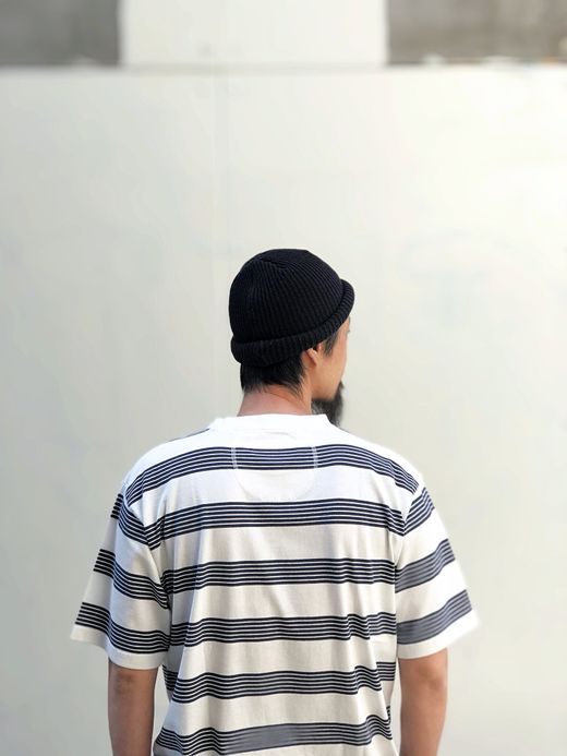 ANACHRONORM AN026 / BORDER CREW NECK S/S T-S / NV×WHT