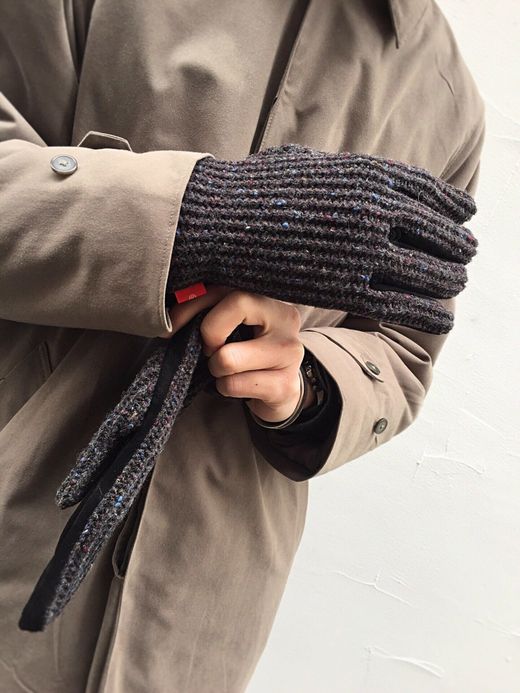 ANACHRONORM Suede Knit Mix Glove / black