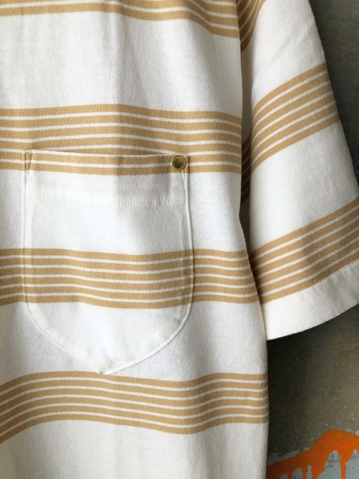 ANACHRONORM AN026 / BORDER CREW NECK S/S T-S / BE×WHT