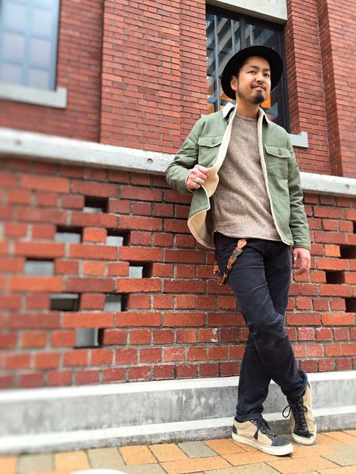 LIFT UP Boa × Back Satin Army Shirts / olive drab