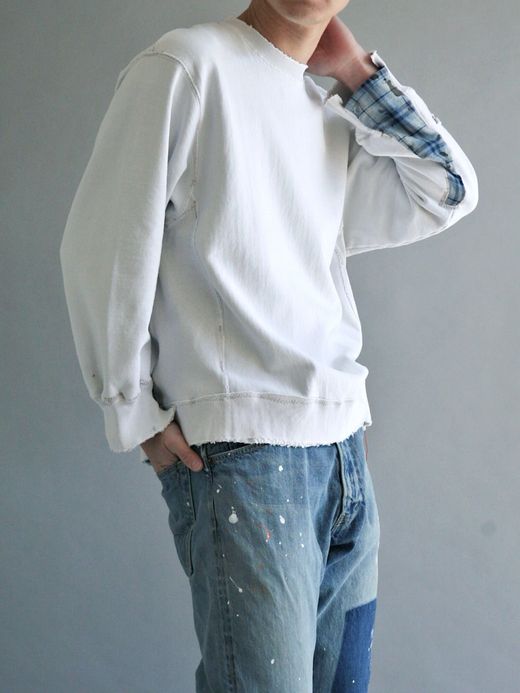 ANACHRONORM AN088 / CRASHED SWEATSHIRT / WHITE