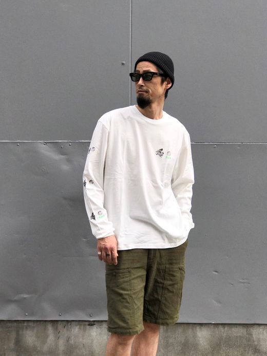 ROARK REVIVAL RLTJ601 / "WORDLY VIEW" L/S TEE / WHITE