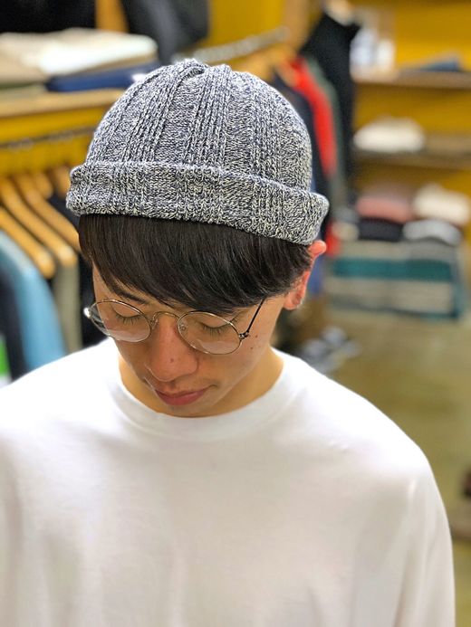 ROTOTO Mixed Silk Cotton Beanie / navy