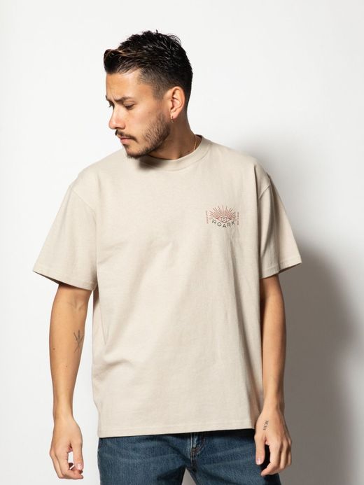 ROARK REVIVAL RTJC722 / "OPEN ROADS OPEN MINDS" TEE / BEIGE