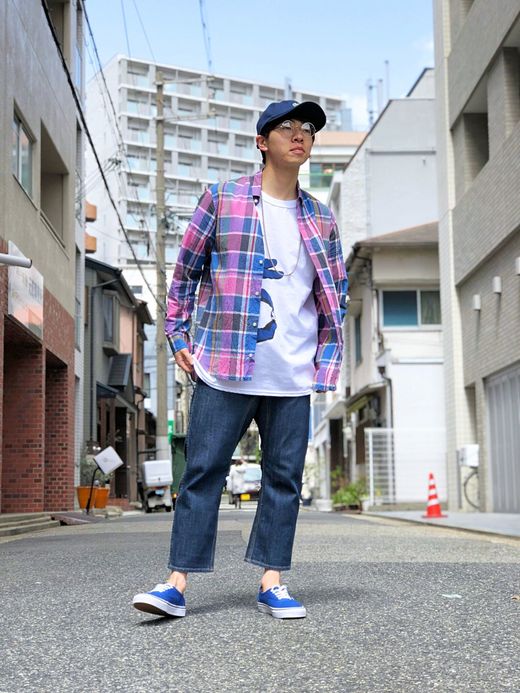  Monsarrat B/Dシャツ(マドラス) / ピンク/ブルー