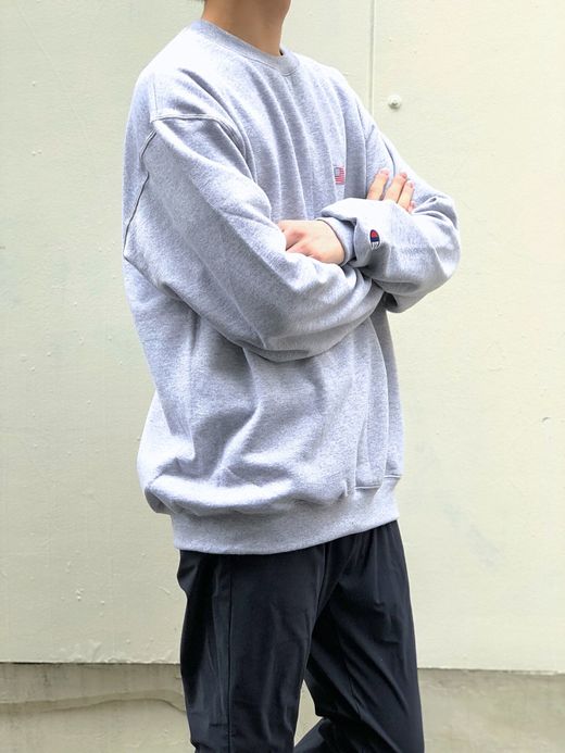 FLATBUSH Select American Flag Patch Crew SW / H.grey