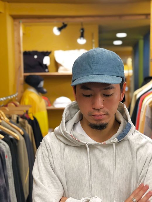 ANACHRONORM ANDC-045 / CORDUROY LEATHER BUCKLE CAP / STEEL BLUE
