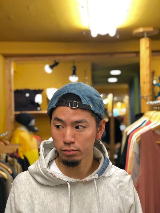 ANACHRONORM ANDC-045 / CORDUROY LEATHER BUCKLE CAP / STEEL BLUE