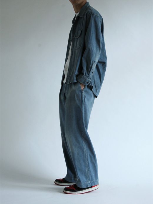 ANACHRONORM AN109-W1 / DENIM TUCK OPEN COLLAR SHIRT / Lt.INDIGO