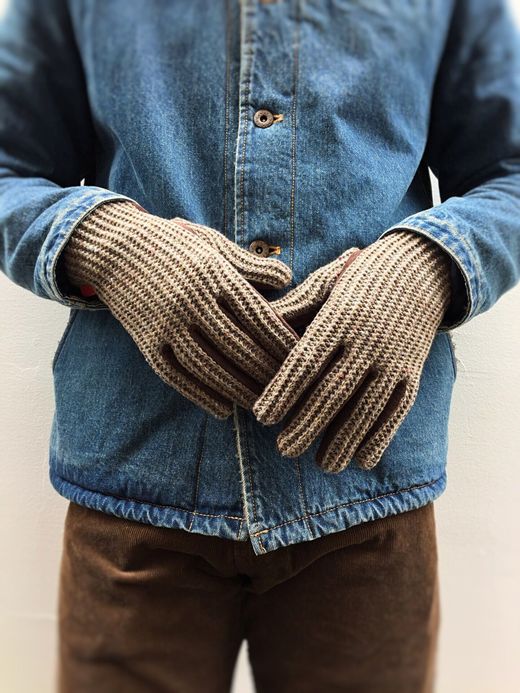 ANACHRONORM Suede Knit Mix Glove / gray
