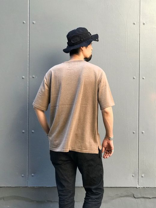 ROTOTO R7006 / MELANGE COTTON POCKET KNIT S/S / L.BROWN