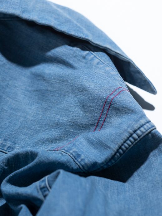 ANACHRONORM AN109-W1 / DENIM TUCK OPEN COLLAR SHIRT / Lt.INDIGO