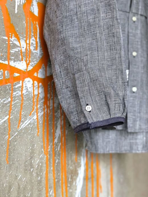 ANACHRONORM AN020 / CHECK RE SIZE SHIRT L/S / WHITE