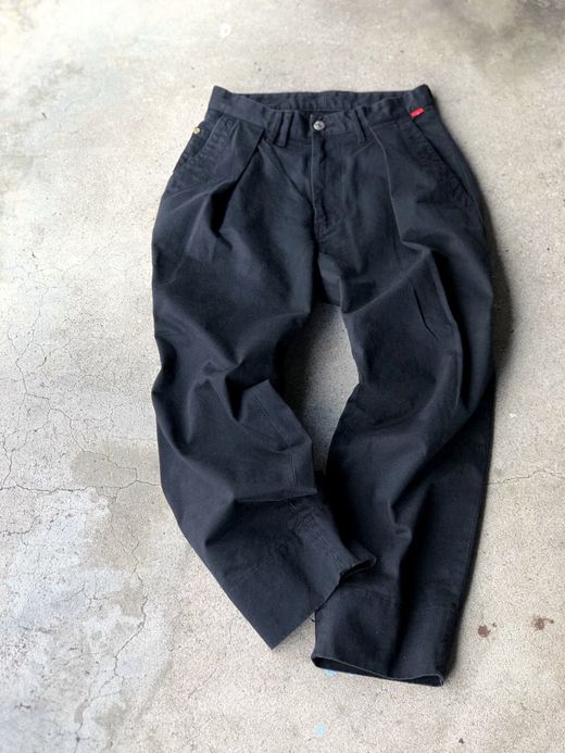 ANACHRONORM AN011 / TUCK WIDE TROUSERS / BLACK