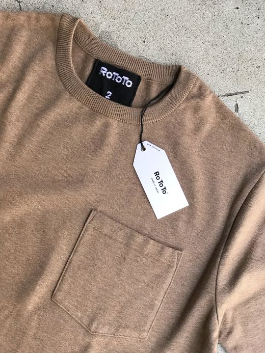 ROTOTO R7006 / MELANGE COTTON POCKET KNIT S/S / L.BROWN