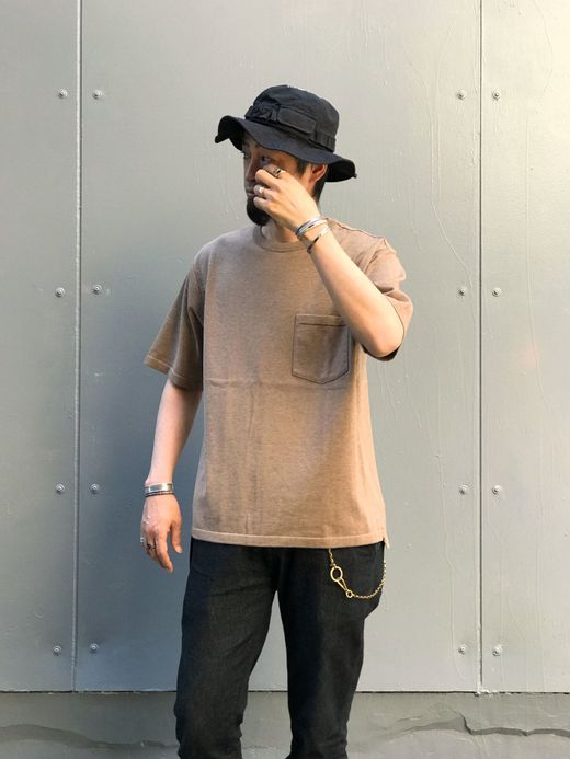ROTOTO R7006 / MELANGE COTTON POCKET KNIT S/S / L.BROWN