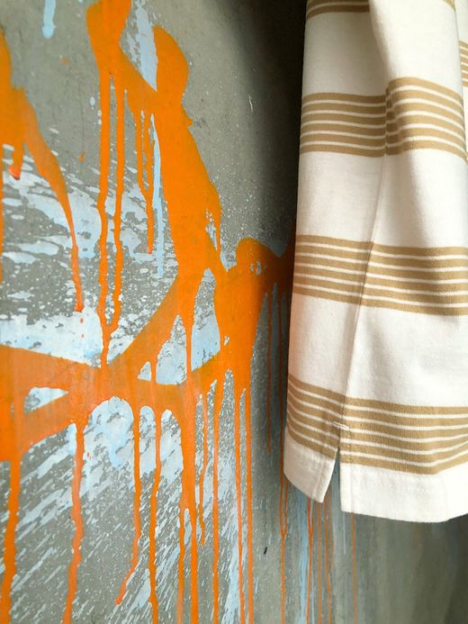 ANACHRONORM AN026 / BORDER CREW NECK S/S T-S / BE×WHT