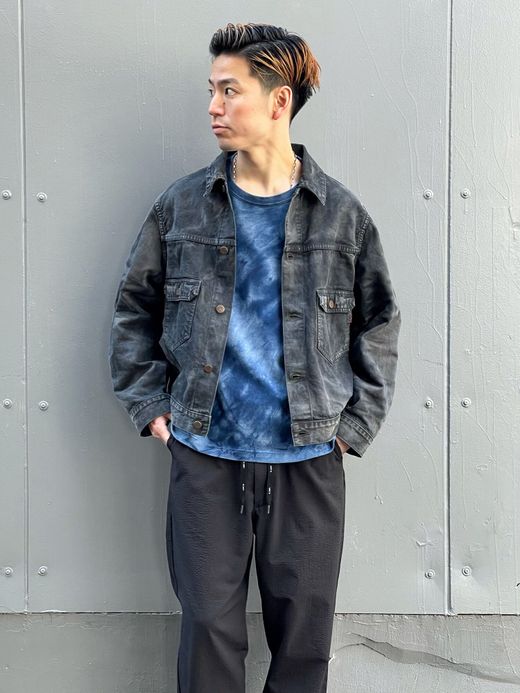 ANACHRONORM AN111 / BLEACHING TIE DYE L/S T-S / Lt.INDIGO