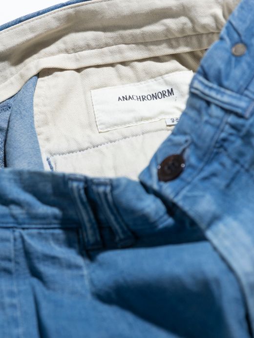 ANACHRONORM AN108-W1 / DENIM TUCK WIDE TROUSERS / Lt.INDIGO