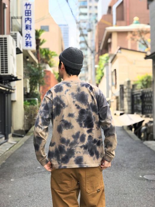 ANACHRONORM AN067 / PIGMENT TIE DYE LS T-SHIRT / BLACK