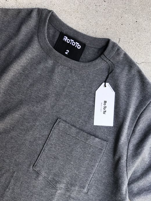 ROTOTO R7006 / MELANGE COTTON POCKET KNIT S/S / D.GRAY