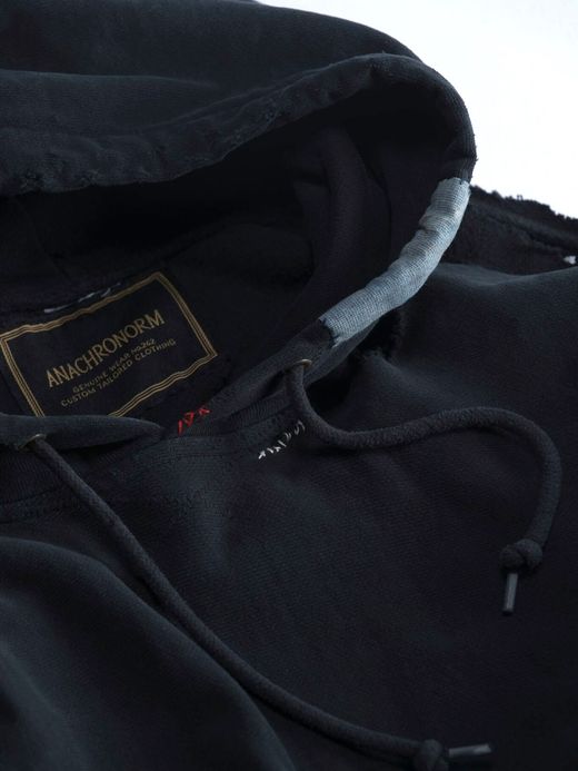 ANACHRONORM NM-SW02-W1 / DAMAGED HOODED SWEAT PARKER / BLACK