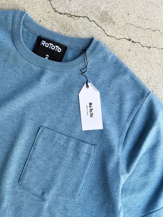 ROTOTO R7006 / MELANGE COTTON POCKET KNIT S/S / BLUE