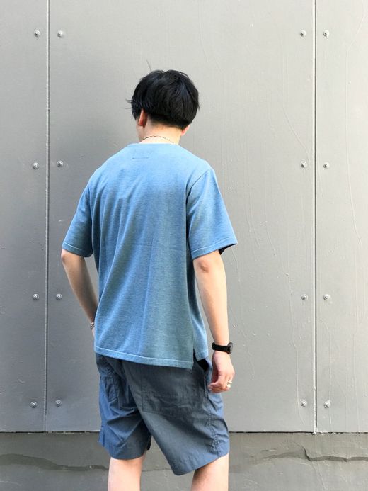 ROTOTO R7006 / MELANGE COTTON POCKET KNIT S/S / BLUE