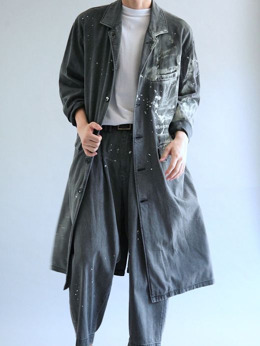 ANACHRONORM AN045-DP / PAINT DENIM ENGINEER COAT / BLACK BLEACH