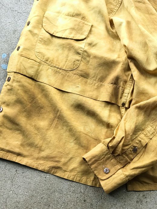 ANACHRONORM AN059 / RF TIE DYE L/S RESIZE OPEN COLLAR SHIRT / YELLOWBEIGE