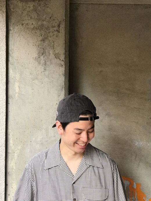 ANACHRONORM ANDC060 / STENCIL LEATHER BACKLE CAP / BLACK BLEACH