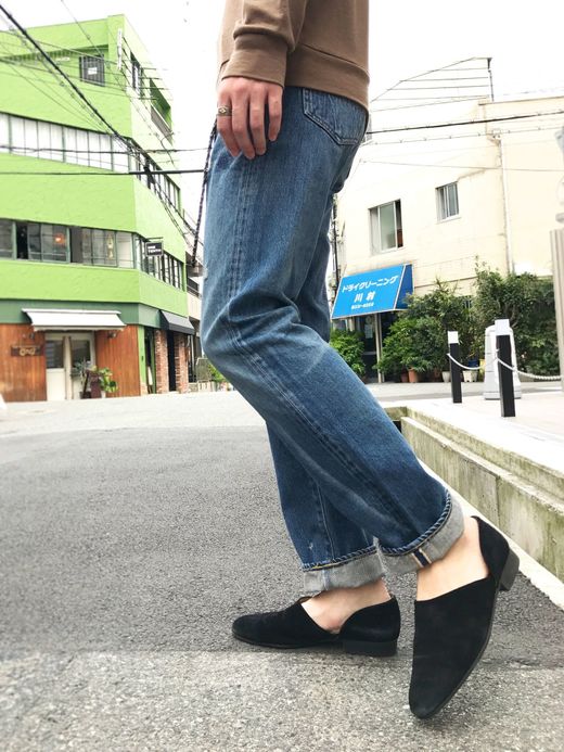 ANACHRONORM Washed Denim Slim Jeans / indigo