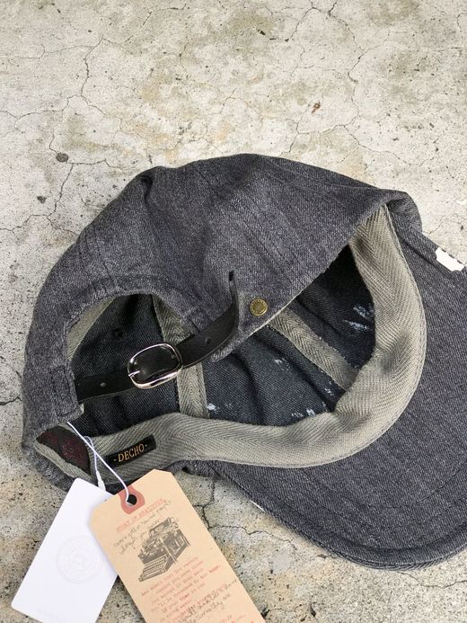 ANACHRONORM ANDC060 / STENCIL LEATHER BACKLE CAP / BLACK BLEACH