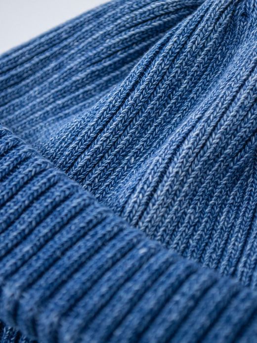 ROTOTO R5050 / INDIGO COTTON ROLL UP BEANIE / LIGHT DENIM