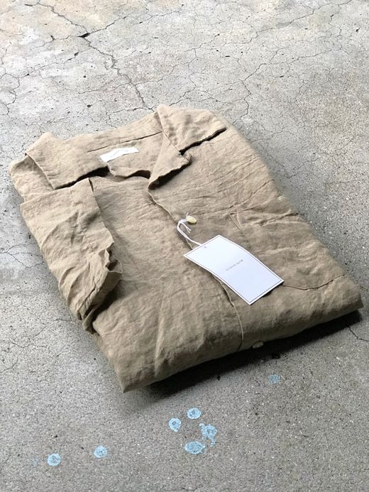 Spinner Bait 314LG / グランジウォッシュリネンオープンカラー半袖シャツ / キャメル