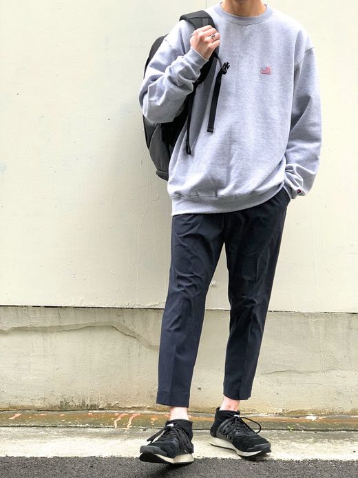 FLATBUSH Select American Flag Patch Crew SW / H.grey