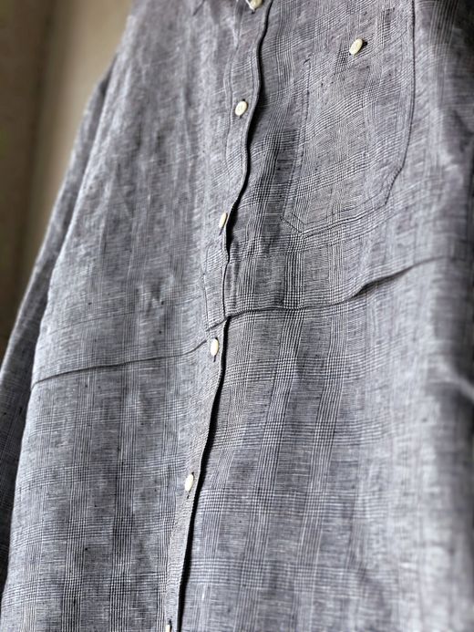 ANACHRONORM AN020 / CHECK RE SIZE SHIRT L/S / WHITE
