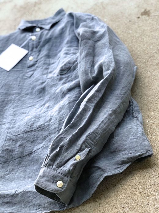 Spinner Bait 302LG / グランジウォッシュリネンラモスシャツ / ブルーグレー