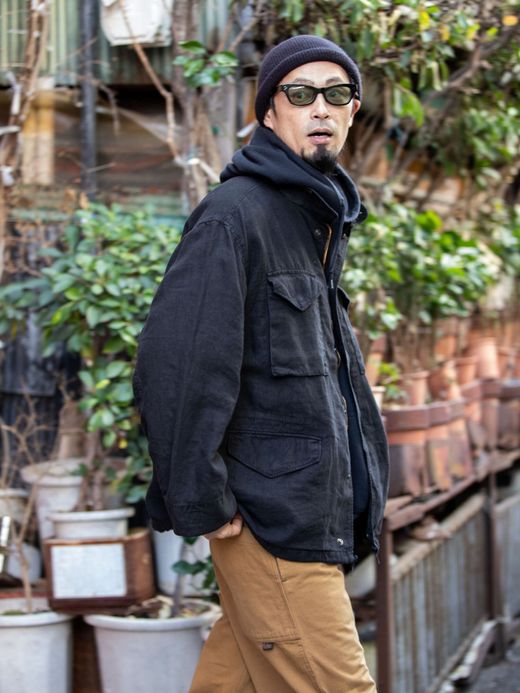 ANACHRONORM AN095 / LINEN FIELD JACKET / BLACK