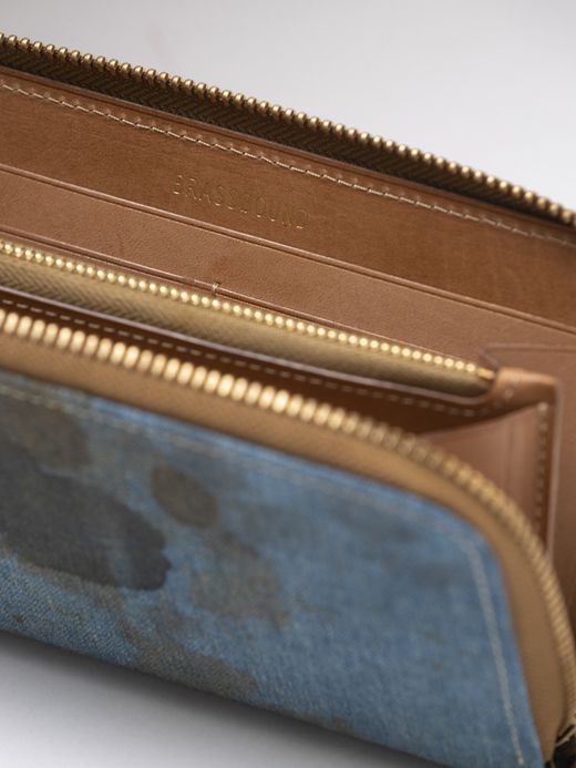 ANACHRONORM ANBB036 / DAMAGED DENIM LONG WALLET / INDIGO×NATURAL