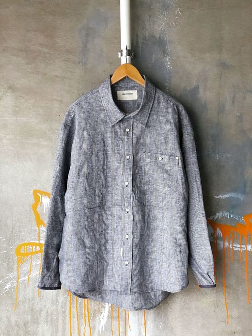 ANACHRONORM AN020 / CHECK RE SIZE SHIRT L/S / WHITE